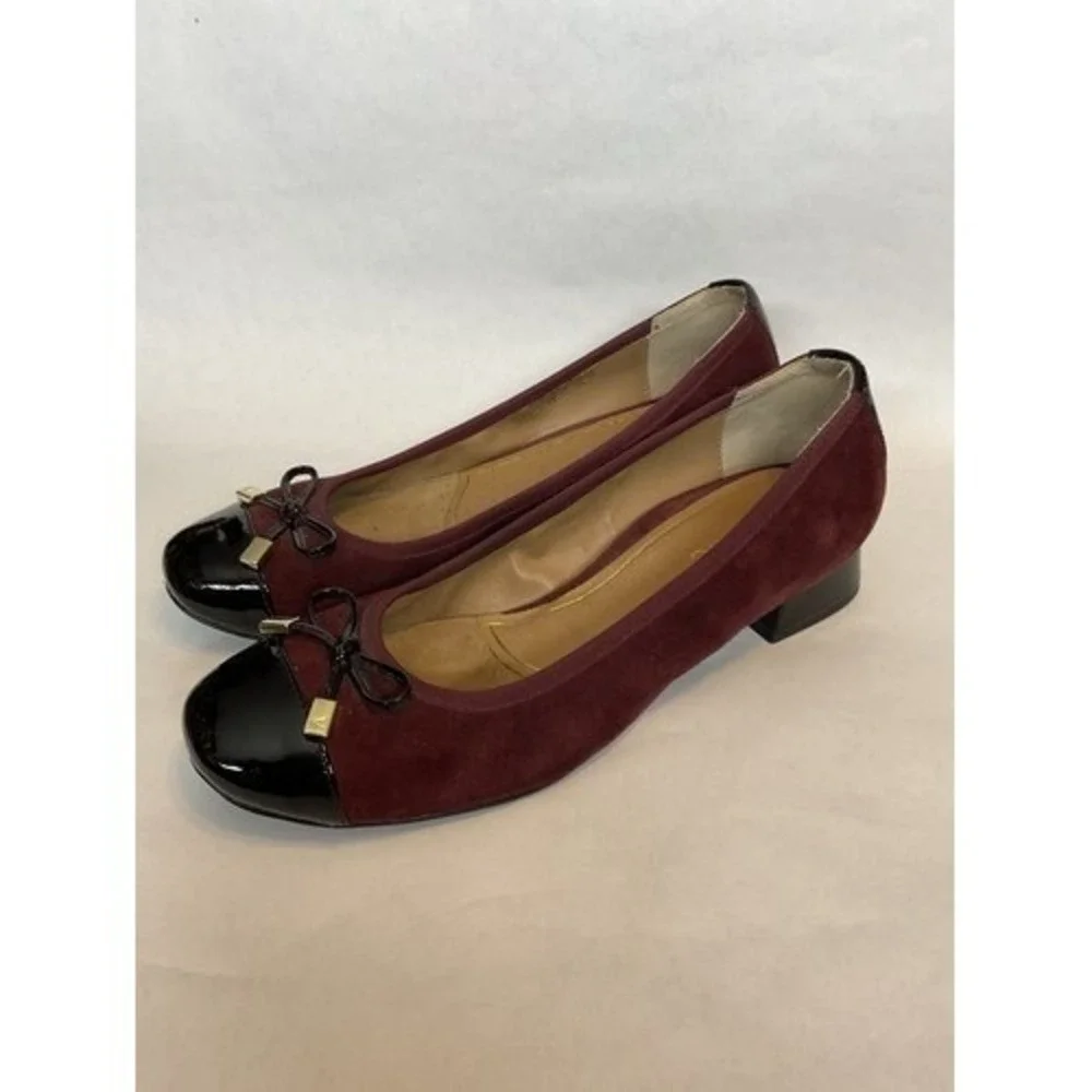Vionic Mod Daphne Burgundy Low Block Dress Pump Heel Shoes Women 8 China Suede